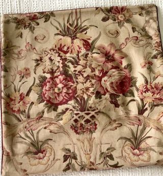 Vtg Ralph Lauren Guinevere Square Linen Decorative Pillow Case 23 Inch Floral 2