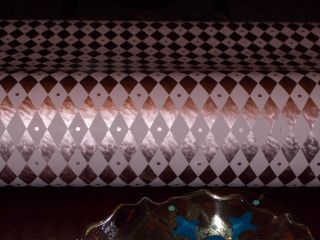 Vtg 1950 Christmas Store Wrapping Paper 2 Yards Gift Wrap Pink Foil Harlequin