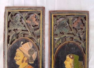 Old Vintage Antique Wooden Hand Crafted Painted Wall Hanging Decor Panel KQ 2