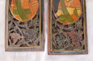 Old Vintage Antique Wooden Hand Crafted Painted Wall Hanging Decor Panel KQ 3