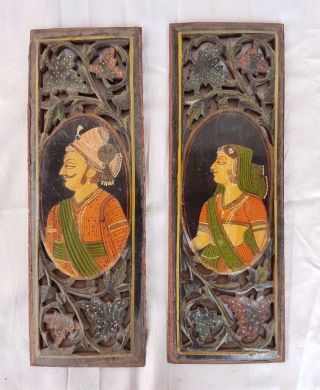 Old Vintage Antique Wooden Hand Crafted Painted Wall Hanging Decor Panel KQ 4