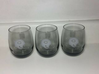 Nfl Chicago Bears Vintage 15 Oz Roly Poly Glass Shell Oil Gas Promo Set Of 3