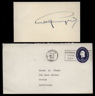 Karl Menninger (d.  1990) Vintage Signed 3x5 Index Card - Menninger Clinic