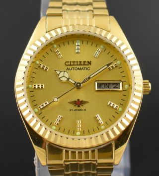 Vintage Citizen Automatic 21 Jewel Gold Plated Case Day Date Men 