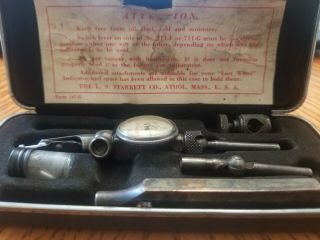 Vintage Starrett Last Word No.  711 - G Dial Test Indicator Case & Some Attachments