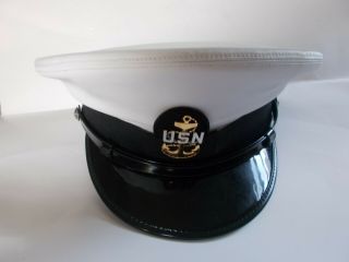 Vintage U S Navy Dress Hat,  With Quarter Master Pin