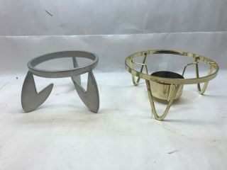 Two Vintage Mid Century Chafing Dish Holders Bottoms Atomic