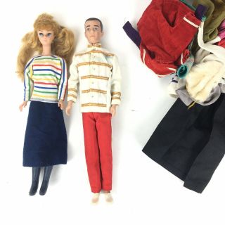 Vintage 60s Barbie And Ken Dolls Couple With Extra Clothes
