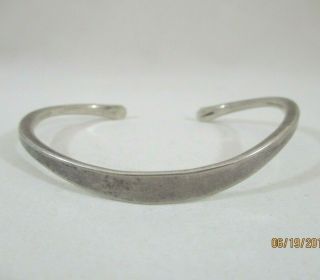 Vintage Sterling Silver Rounded Ends Cuff Bracelet 6 1/4 " Long