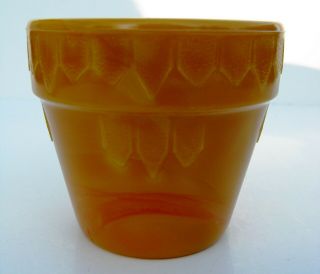 Vintage Orange Akro Agate Glass Flower Pot Dart Pattern