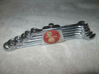 Vintage Sears 6pc Combination Wrench Set And Clip,  3/8 " To 11/16 ",  Made In Usa
