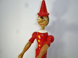 Vintage Wooden Pinocchio Doll Biganzoli,  Italy,  Hand Painted,  20 Inches,  Jointed 3
