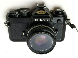 Vintage Black Nikon FE SLR Film Camera with 50 mm f/1:18 AS - IS Parts Only 4