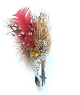 Vintage Scottish Mizpah Sweetheart Feather Plume Brooch Pin Costume Jewellery