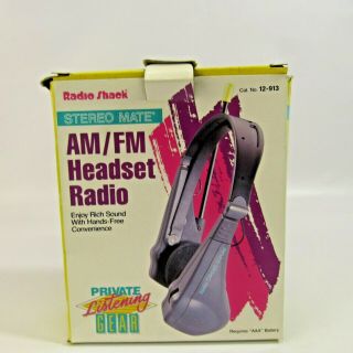 Vintage Radio Shack Stereo Mate Am/fm Headset Radio 12 - 913 With Box