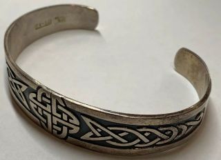 Vintage Sterling Silver Thick Cuff Bracelet Black/silver Design Mexico 31.  9g