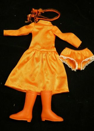 Vintage Orange Dress Go Go Boots Panties - Ideal Movin Groovin Crissy Doll 1971