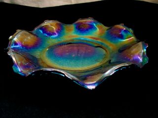 Vintage Carnival Iridescent Rainbow Glass Serving Plate 9 Inches