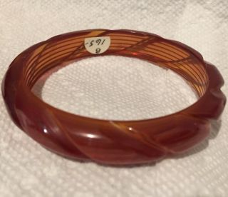 Bakelite Bangle Bracelet - - Carved On Both Sides - - 1/2 " Wide - - 3/8 " Thick - Vintage