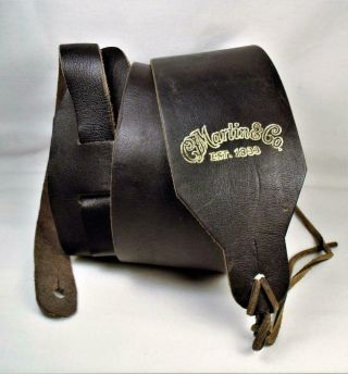 Vintage 1960s Martin & Co.  Black Leather Guitar Strap 2 3/4 " X 37 1/2 "