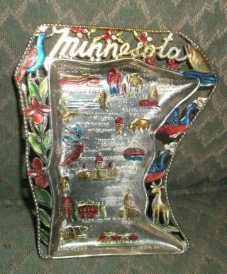 Vintage Minnesota State Metal Souvenir Ashtray - Made In Japan