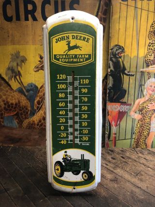 Vintage 1980’s John Deere Thermometer Sign Tractor Farm Agricultural