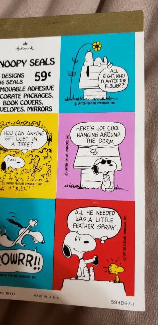 Vintage Snoopy Peanuts Stickers Postage Seals Stickers Book Hallmark UFS,  Inc 3