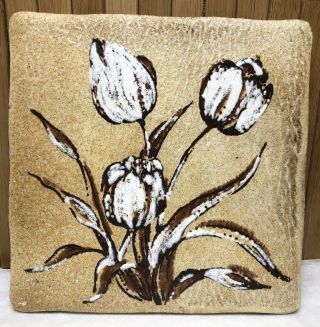 Vintage Brown White Flowers Decor Art Tile Ceramic Tile Trivet 5.  7/8 " X 5.  7/8 "