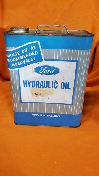 Vintage Ford Hydraulic Oil 2 Gallon Advertising Tin Can