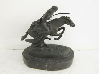 Frederic Remington ' Cheyenne ' Vintage Cast Bronze Sculpture w/ Marble Base 9 