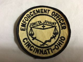 Vtg Cincinnati,  Ohio Enforcement Officer Patch Oh Cheesecloth Back
