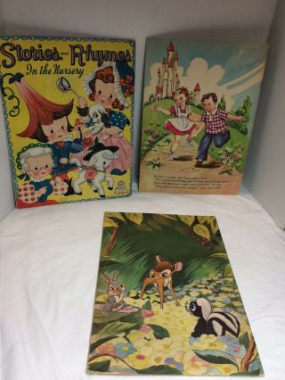 Vtg 1940 ' s Children ' s Picture books Bambi Disney - Peek A Boo Mero - Merrill Publ 2