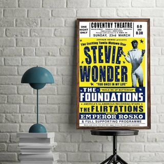 Stevie Wonder Foundations Coventry Theatre Motown Music Concert Vintage Poster