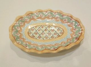 Mackenzie Childs Victoria And Richard Era Vintage Pottery Small Oval Platter