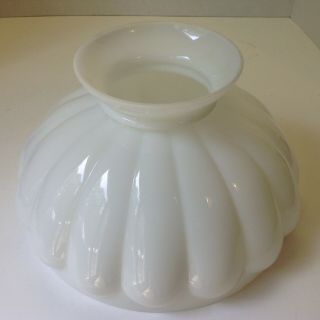 Vintage Milk Glass Melon Ribbed 10 " Fitter Oil Lamp Shade Aladdin Rayo B&h