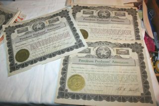 3 Vintage Stock Certificate Petroleum Producers 