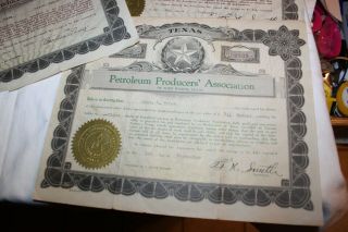 3 Vintage Stock Certificate Petroleum Producers ' Association Texas 2