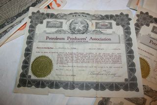 3 Vintage Stock Certificate Petroleum Producers ' Association Texas 3