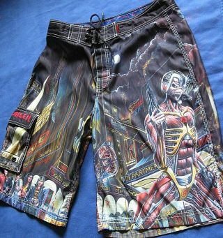 Iron Maiden Sz 31 Vintage Dragonfly Swim Trunks Rocker Board Shorts Just Awesome