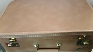 Vintage 50s 60s Starfrost Tan Suitcase.  Great Size,  Satin Lined,  Brass Hardware