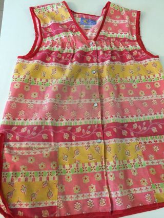 Vintage Moon Dance Apron Coverall Snap Front Lightweight Floral Size Medium