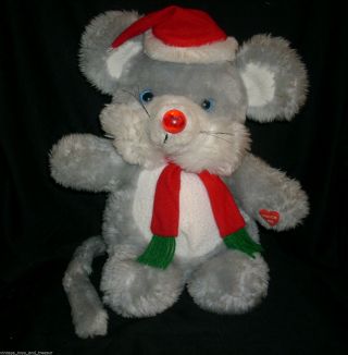 Vintage 1988 Christmas Stuffed Animal Plush Toy House Of Lloyd Melody Mouse Gray