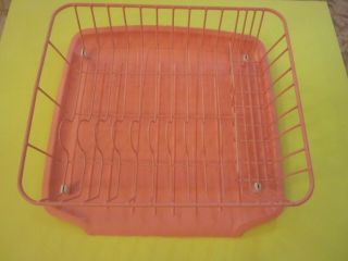 Vintage 2 Pc Coral Pink? Rubbermaid Sink Dish Drainer Rack & Draining Mat