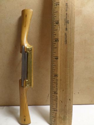 Vintage Wood Handle & Brass Spoke Shave 1 1/2 " Blade,  7 " Long Made In England