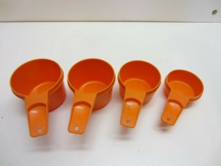 Vtg Retro Harvest Orange Tupperware Nesting Measuring Cups