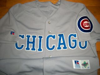 1992 Chicago Cubs Team Issued Authentic Game Jersey Sz 44 Russell Usa Rare Vtg
