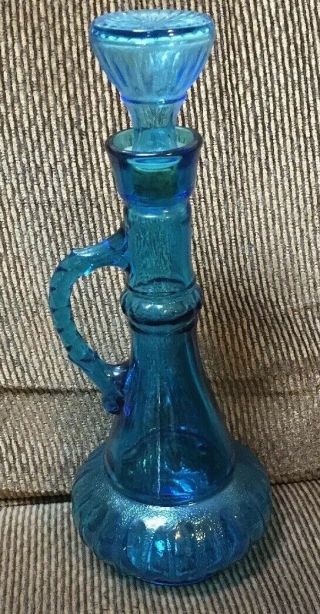 Vintage 1973 Jim Beam Blue Glass I Dream Of Jeannie Liquor Bottle Genie Decanter