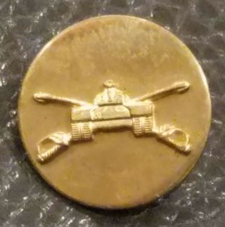 Vintage Brass Us Army Armored Cavalry Tank Division Crossed Sabers Pin
