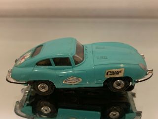 Vintage Aurora Ho Scale Slot Car,  Teal/blue Flower Power Jaguar,  Doesn’t Run