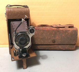 Antique Vintage Agfa Ansco No.  1 Ready Set Royal Folding Camera With Case Brown
